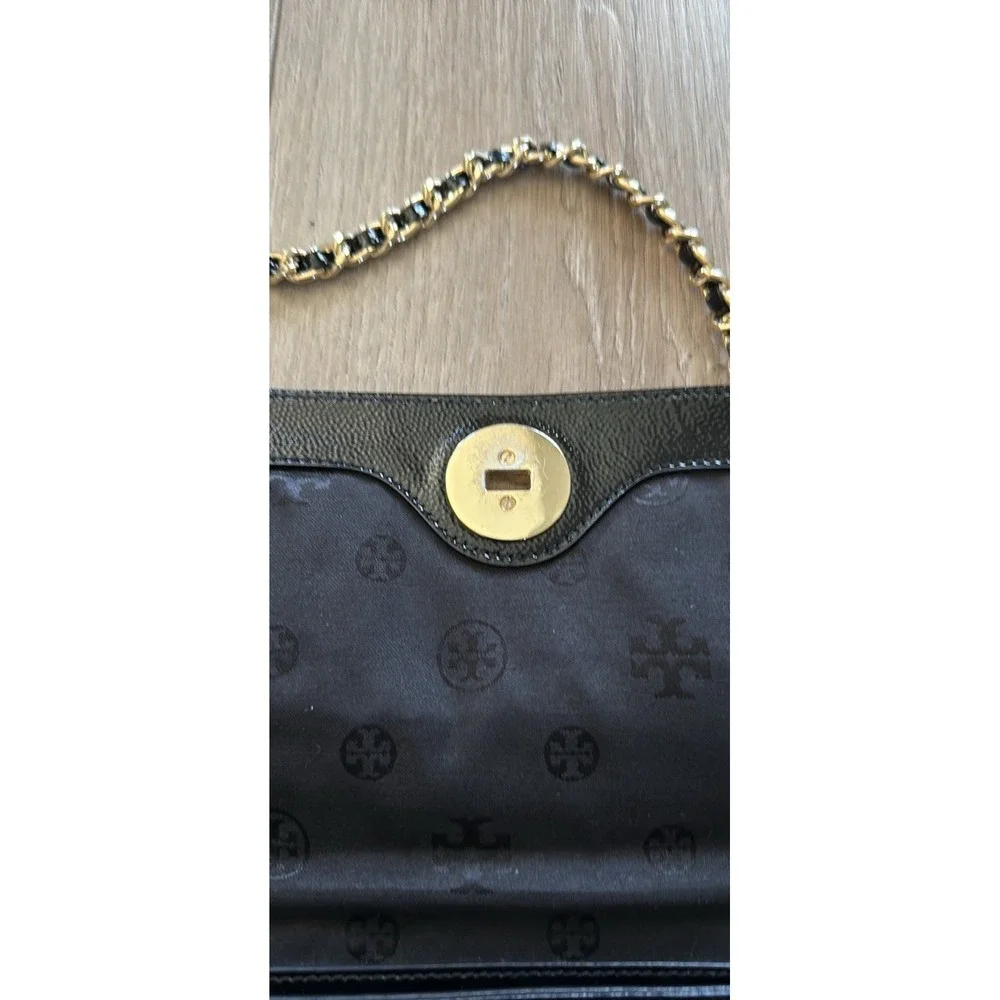 Tory Burch ADALYN' BLACK CLUTCH/SHOULDER BAG With Gold Hardware‎